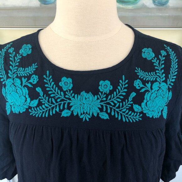 Loft Embroidered Boho Ruffle Dress Medium - Picture 4 of 11